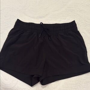 Black Athletic Shorts with Elastic Waistband and Drawstring